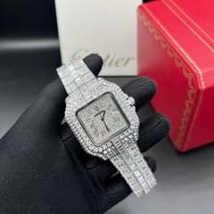 Men’s iced silver watch