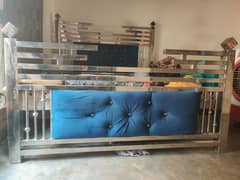 steel bed and dresser