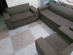 Brown Wooden 6 Seater Decent Sofa Set, 3+2+1,