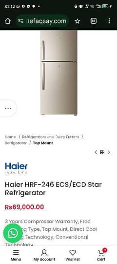 Haier hrf-276 fridge best condition