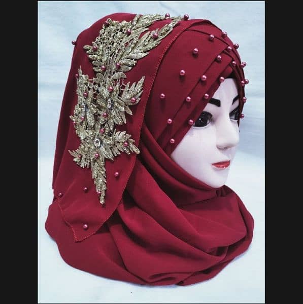 ladies Fancy Hijab New Available Bunch Turkish Bridal Stylish Scarf | 11