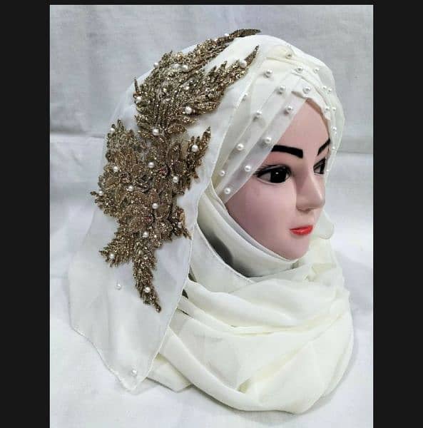 ladies Fancy Hijab New Available Bunch Turkish Bridal Stylish Scarf | 14