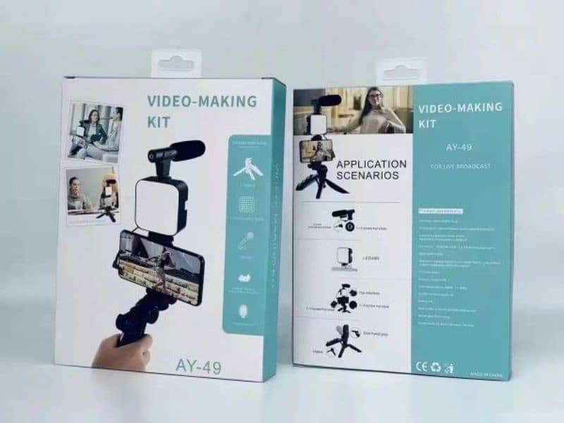 Vlogger Video Making Kits Vlog Microphone Led Fill Light Mini Tripod 2