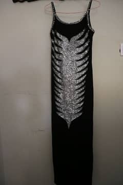 Black sequins work long maxi dress for wedding/ party wear