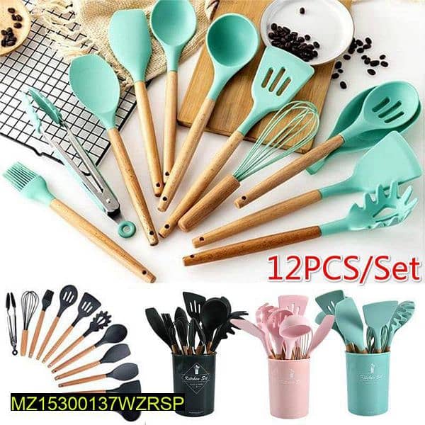 12 pcs silicone spatula spoon set 4