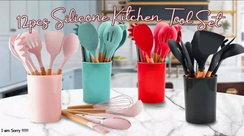 12 pcs silicone spatula spoon set 6