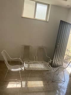 4 steel chairs and table for sale