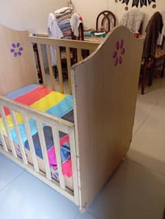 Movable Big Size wooden Baby Cot in Excellent Condition | Urgent sale