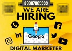 Digital Marketer expert/social media/SEO/require employee /03007005333