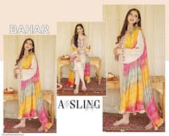 Unstitched Printed Lawn 3 Piece. (Brand saya)