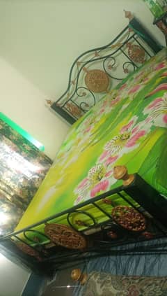 Iron bed with side tables+dressing+dewan sofa