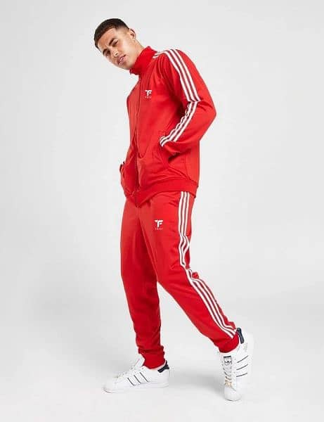 Winter Track Suit in Red Full Side Stripe 0