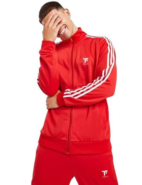 Winter Track Suit in Red Full Side Stripe 1