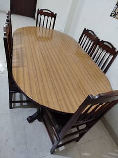 Wooden Dining Table with 6 Chairs