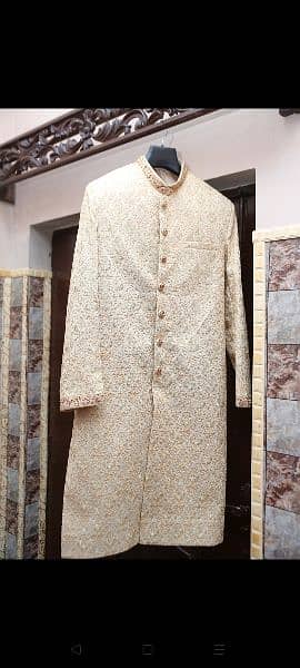 Brand New embroided Sherwani with shawl, kulla and khussa! 1