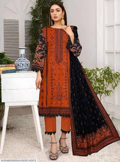 3 Pcs Women 's Unstitched Khaddar Printed Suit