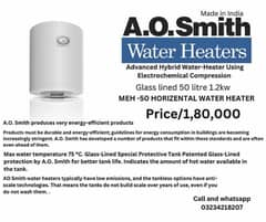 A. O. Smith MEH 50 Advanced Hybrid Horizontal Water Heater – 50 Liters