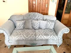 6 seater sky blue sofa set