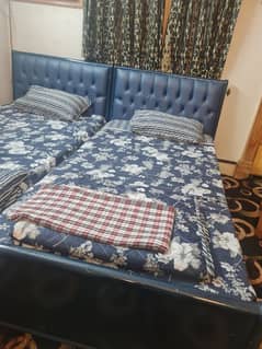 Blue/Pink Single Bed With Side Table