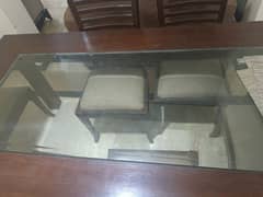 Dining table/6 seater dining table/wooden table/furniture/glass top