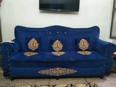 blue velvet sofa set