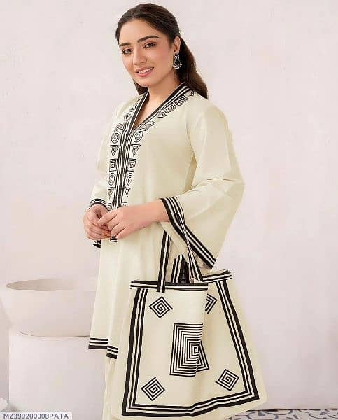 Season Off sale, Bag+ 2 pcs Stitched linen Dress 0