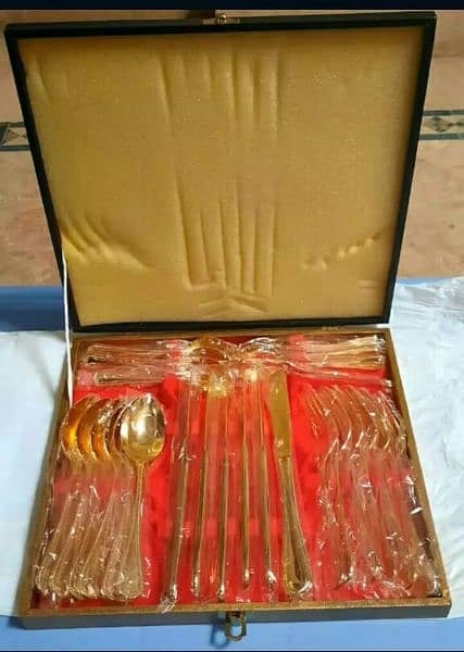 gold plated cutlery set made by Japan 2