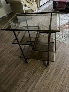 Branded Tea Trolley metallic three layered top  quality