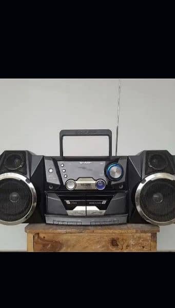 sharp tape recordor and radio with two adjustable speakers 0