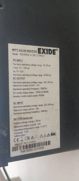 sale my Exide solar inverter 2.5kva and two 400 Wats Canadian panel 4