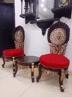 chinioti peerah/ chairs set with coffee table