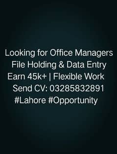 Office base job available in Lahore urgently need staff 0