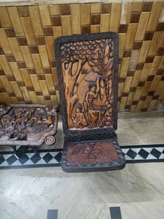 African sculpture wooden recliners and table