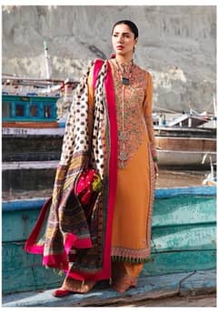 Hussain rehar Embroidered stitched  lawn suit