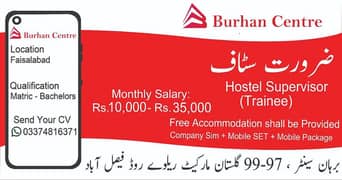 Hostel / Hotel Supervisor in Faisalabad