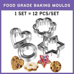 12 Pcs Cake Baking Multiple Shapes Utensils, Cookies Cutter Set