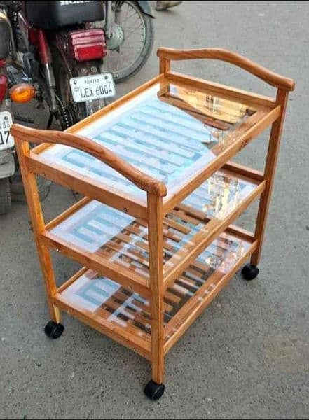 beech wood tea trolley 0