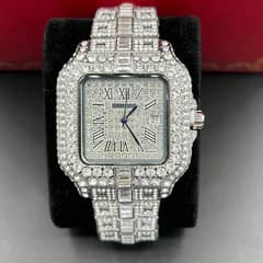 Men’s iced silver watch