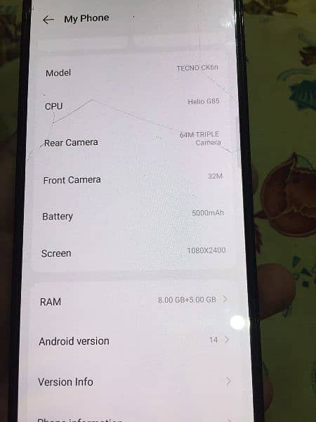 tecno camon 20 8+5 ram and 256gb room 7