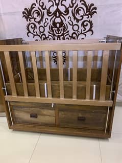 Moveable wooden Baby Cot