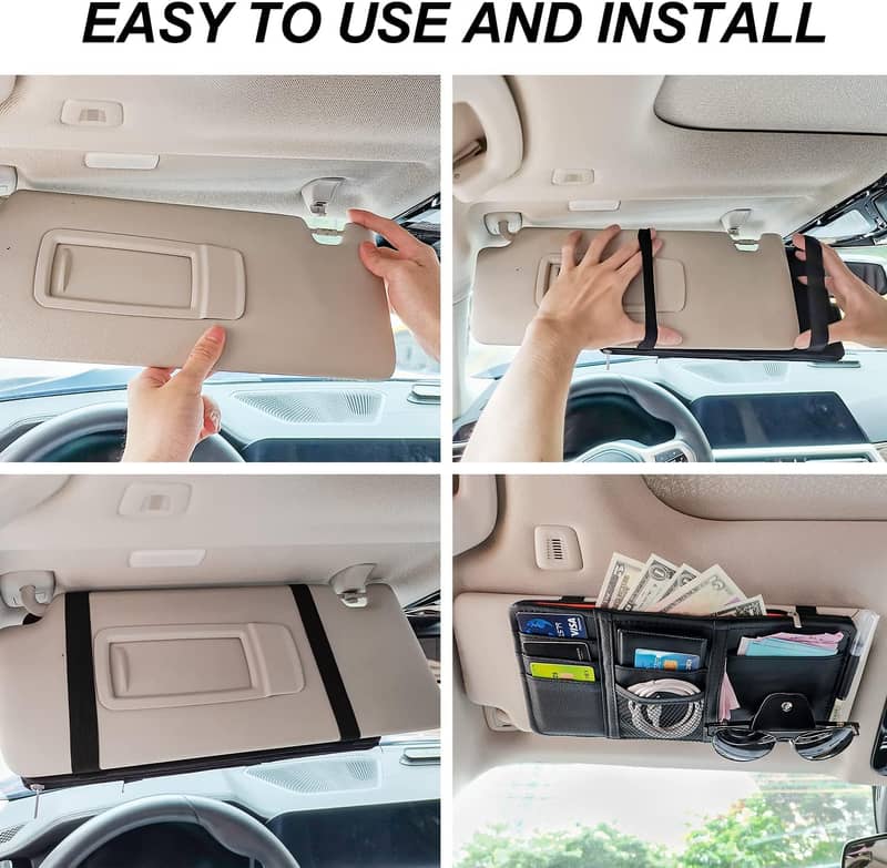 Car Sun Visor Organizer Storage Pouch Holder For Car With Multi-pockes 5