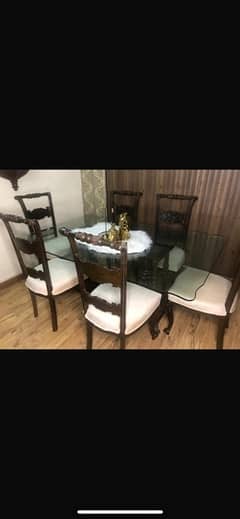 sheesham wood dinning table glass top for sale in cheap price