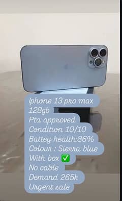 iphone 13 pro max 128gb PTA approved 0