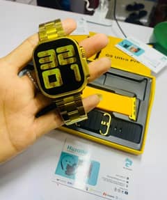 G9 Ultra Pro Smart Watch Golden Edition with 3 Straps