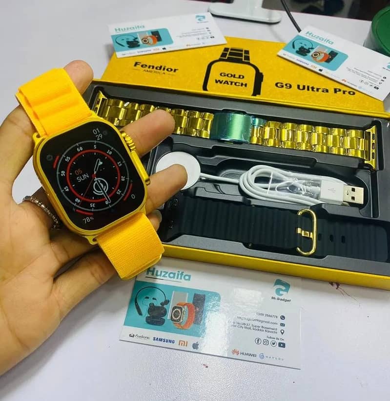 G9 Ultra Pro Smart Watch Golden Edition with 3 Straps 1