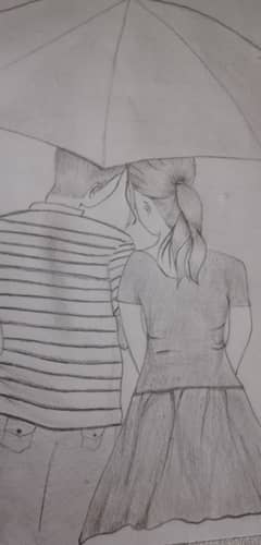 Pencil sketch beautiful couple art