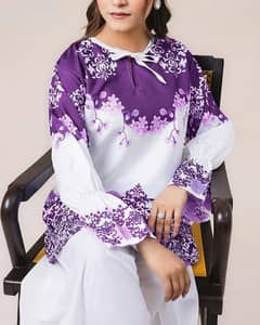 2 Pcs Women's Grip Printed Shirt And Palazzo