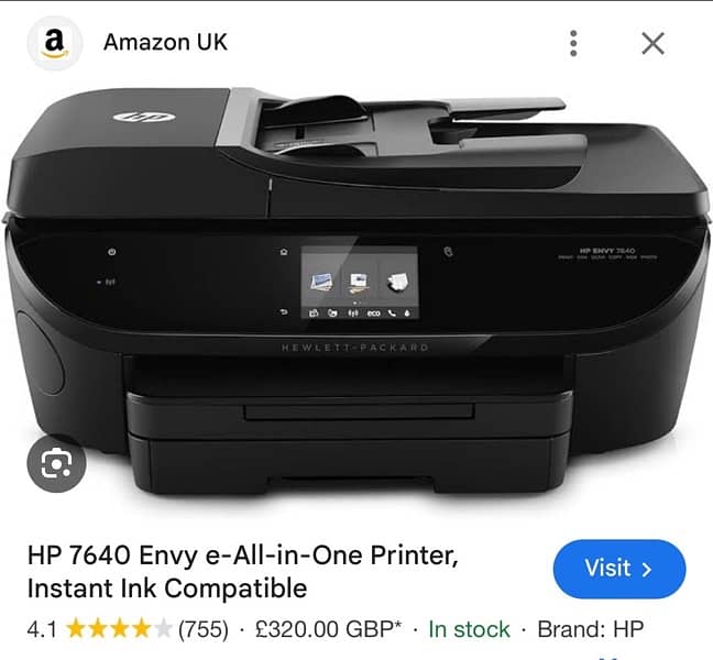 Hp Envy 7640 wireless colour printer 1