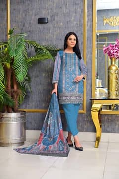 3pcs Amna B wome's Unstitched dhanak printed suit 0