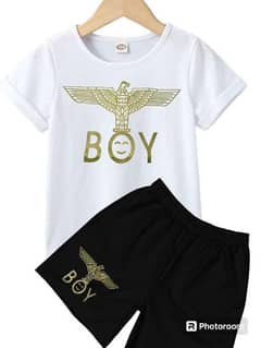 boys cotton printed T shirt And shorts set